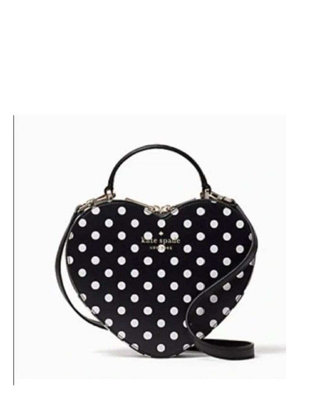 kate spade Black and White Polka Dot Heart-Shaped Mini Bag